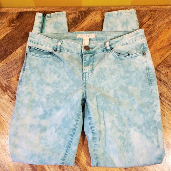 Life in Progress Teal Stonewash Zipped Skinny Jeans, Sz 28 - Picture 1 of 5